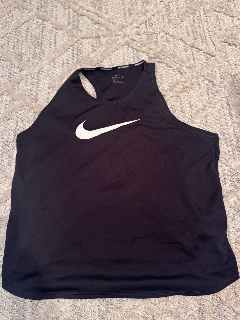 Nike Black Dri-FIT Racerback Tank with White Swoosh size XL